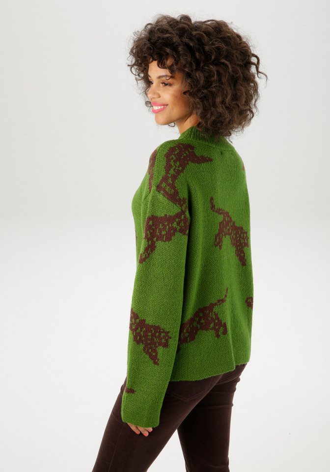 Aniston CASUAL Strickpullover mit eingestrickten Leoparden – Bild 2 von 5