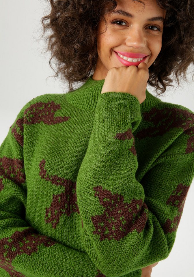 Aniston CASUAL Strickpullover mit eingestrickten Leoparden – Bild 3 von 5
