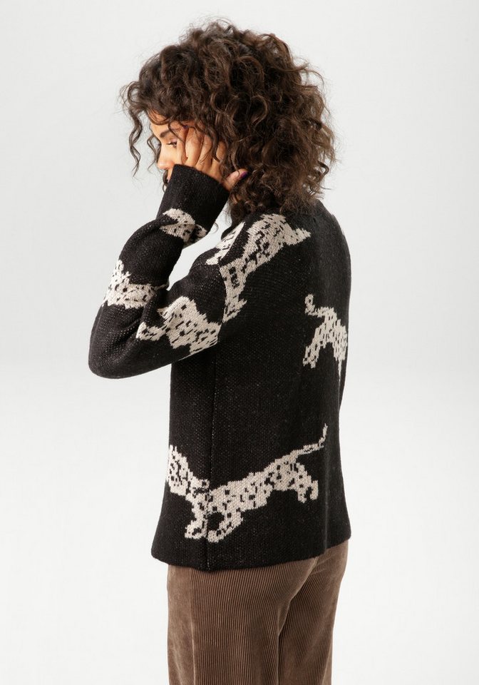 Aniston CASUAL Strickpullover mit eingestrickten Leoparden – Bild 3 von 5