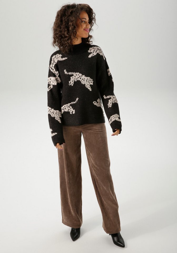 Aniston CASUAL Strickpullover mit eingestrickten Leoparden – Bild 5 von 5