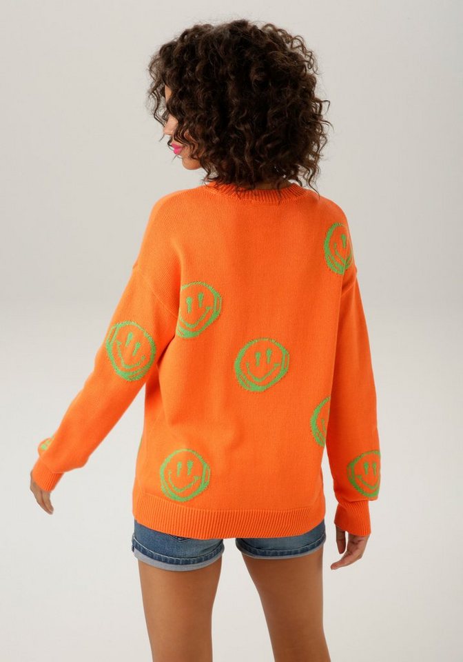 Aniston CASUAL Strickpullover mit eingestrickten Smileys – Bild 2 von 5