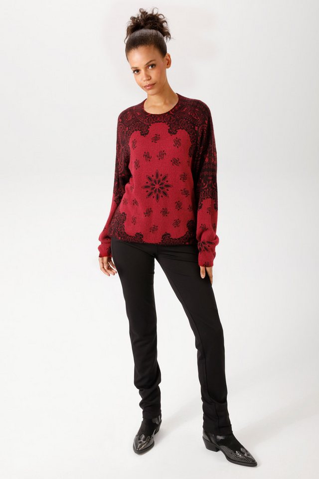 Aniston CASUAL Strickpullover mit fantasievollen Mustern bedruckt - NEUE KOLLEKTION – Bild 4 von 5