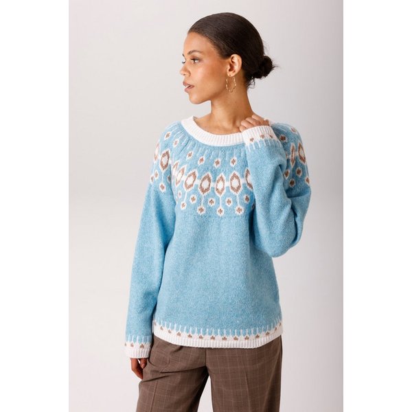 Aniston CASUAL Strickpullover mit farbharmonischen Norweger-Muster - NEUE KOLLEKTION