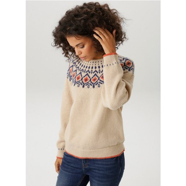 Aniston CASUAL Strickpullover mit farbharmonischen Norweger-Muster