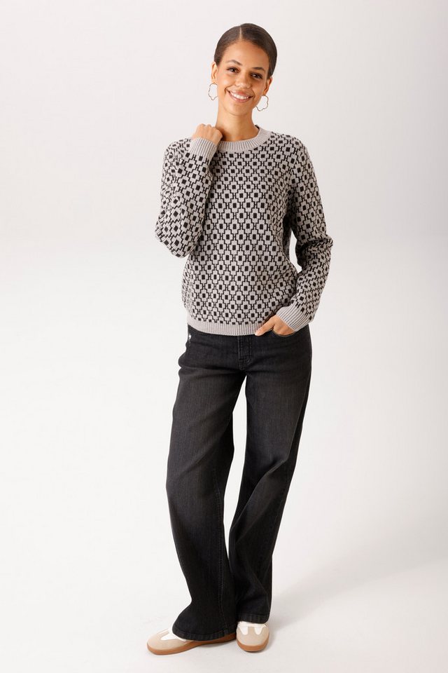 Aniston CASUAL Strickpullover mit grafischem Muster im Retro-Look - NEUE KOLLEKTION – Bild 4 von 5