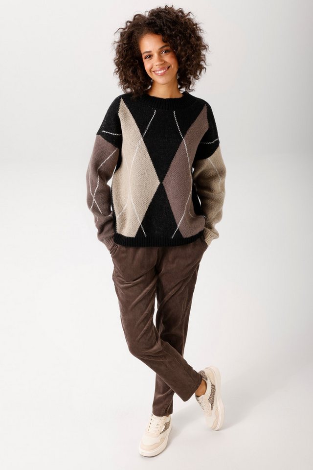 Aniston CASUAL Strickpullover mit großflächigem Rauten-Muster - NEUE KOLLEKTION – Bild 4 von 5