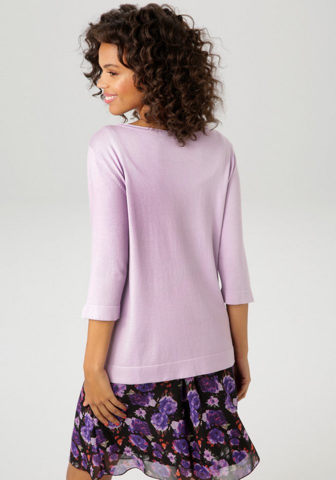 Aniston CASUAL Strickpullover mit kleinem Schlitz an den 3/4-langen Ärmeln – Bild 2 von 5