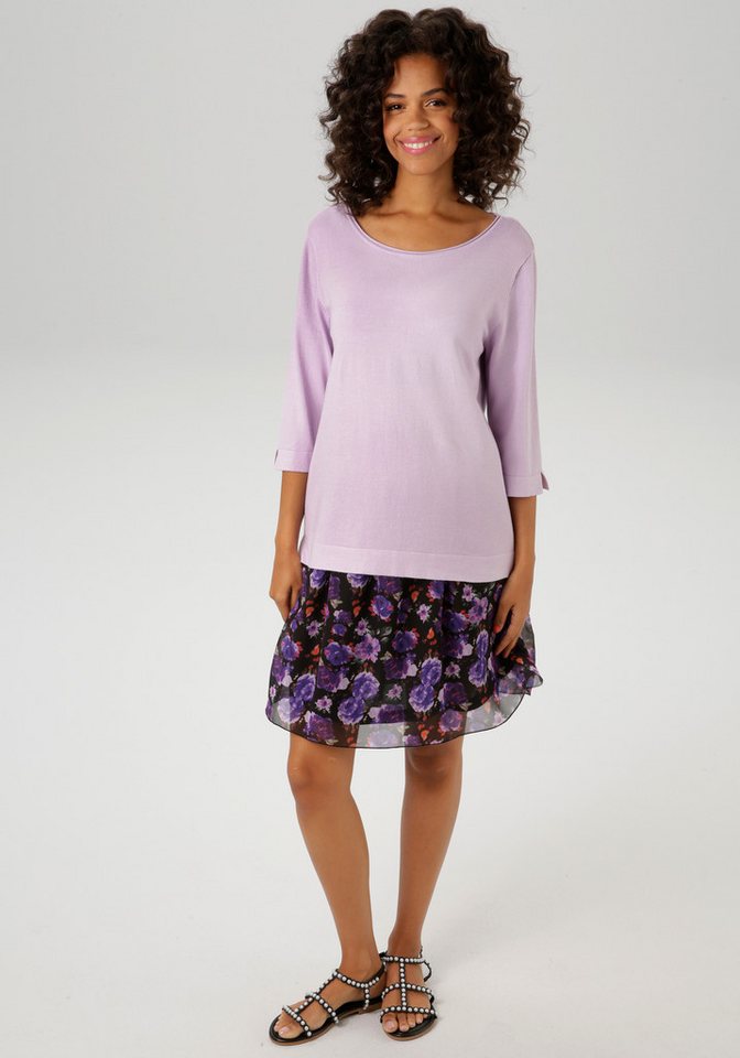 Aniston CASUAL Strickpullover mit kleinem Schlitz an den 3/4-langen Ärmeln – Bild 4 von 5