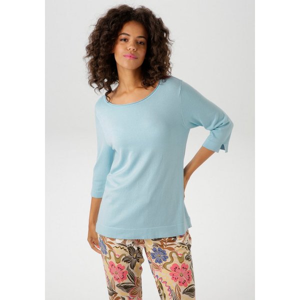Aniston CASUAL Strickpullover mit kleinem Schlitz an den 3/4-langen Ärmeln