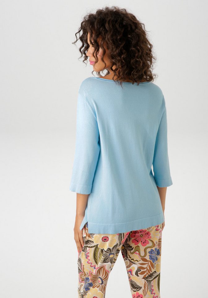 Aniston CASUAL Strickpullover mit kleinem Schlitz an den 3/4-langen Ärmeln – Bild 2 von 5