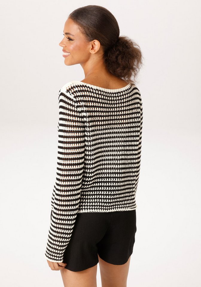 Aniston CASUAL Strickpullover mit Lochmuster in Häkel-Optik – Bild 2 von 5