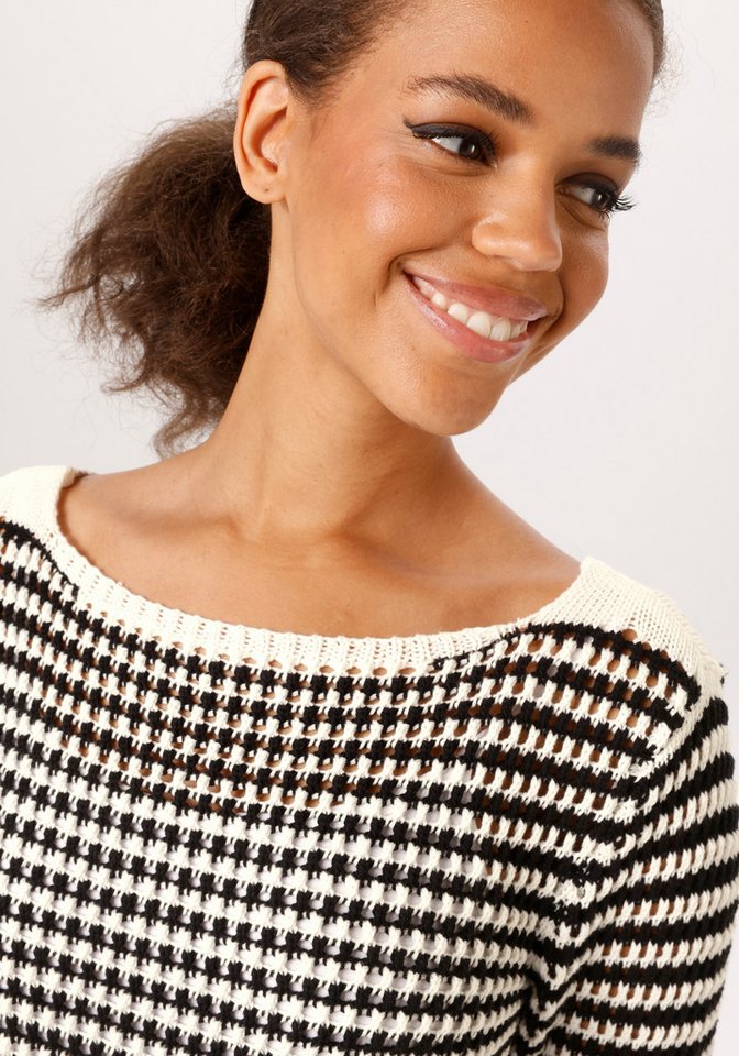 Aniston CASUAL Strickpullover mit Lochmuster in Häkel-Optik – Bild 3 von 5