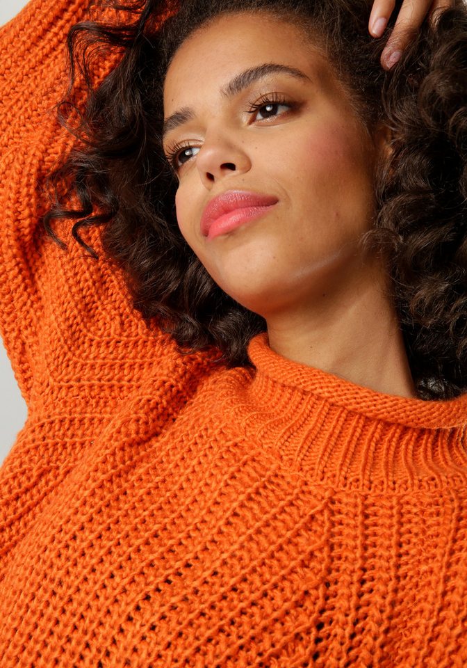 Aniston CASUAL Strickpullover mit Rollkante am Stehkragen – Bild 3 von 5