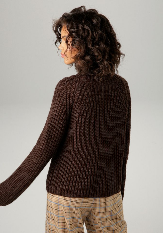 Aniston CASUAL Strickpullover mit Rollkante am Stehkragen – Bild 2 von 5