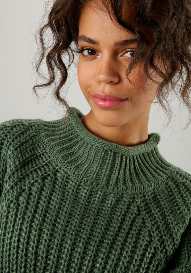 Aniston CASUAL Strickpullover mit Rollkante am Stehkragen – Bild 3 von 5