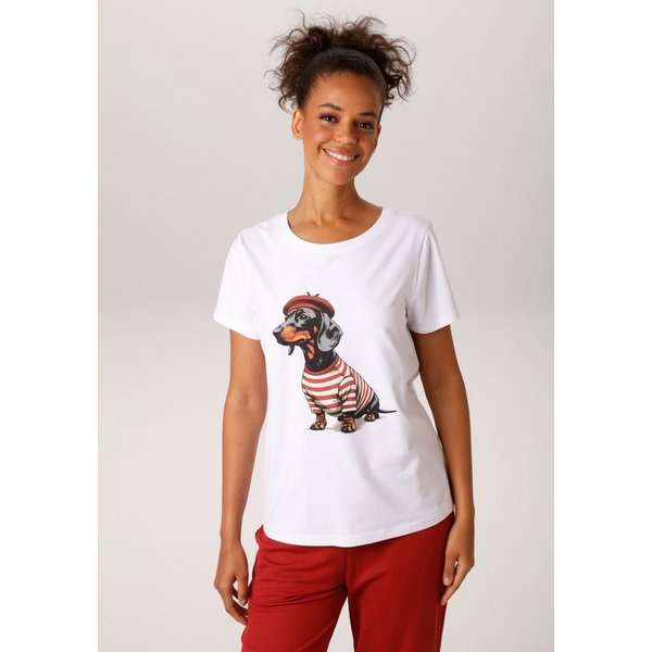 Aniston CASUAL T-Shirt mit Dackel oder Mops bedruckt - du hast die Wahl