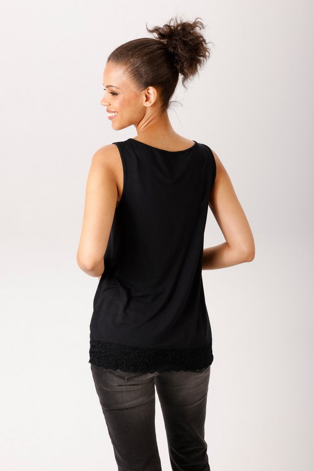 Aniston CASUAL Tanktop mit gewellter, elastischer Spitzenborte am Saum - NEUE KOLLEKTION – Bild 3 von 5