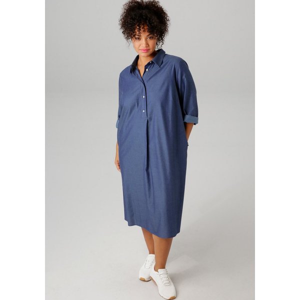 Aniston PLUS Jeanskleid mit Hemdkragen