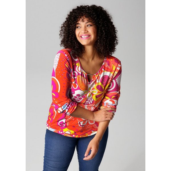 Aniston PLUS Langarmshirt mit farbharmonischen, fantasievollem Druck