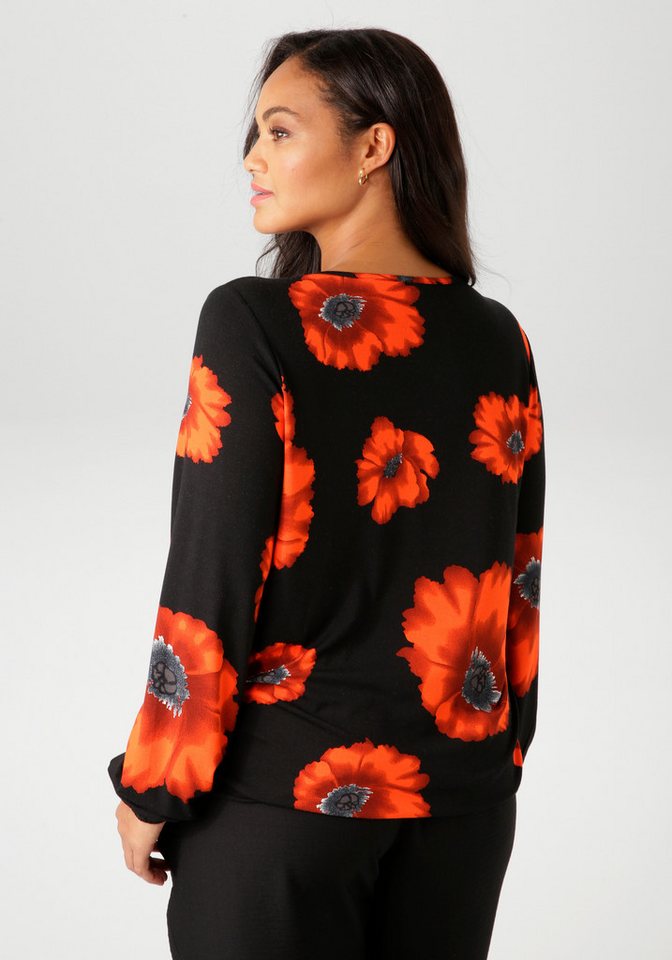 Aniston PLUS Langarmshirt mit großflächigen Mohnblüten bedruckt – Bild 2 von 5
