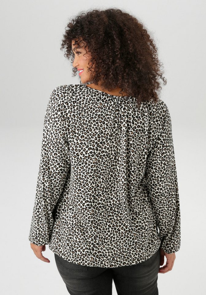Aniston PLUS Langarmshirt mit modischen Leoprint – Bild 3 von 5