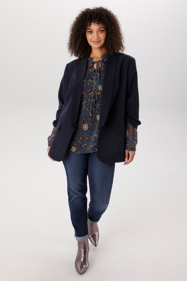 Aniston PLUS Longblazer mit 3/4 langen, gerafften Ärmeln - NEUE KOLLEKTION – Bild 4 von 5