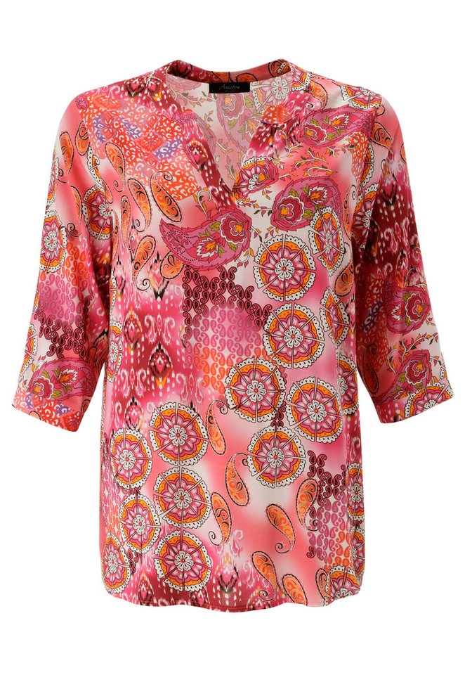 Aniston PLUS Schlupfbluse mit extravaganten farbenfrohes Blumen-Paileydessin – Bild 5 von 5