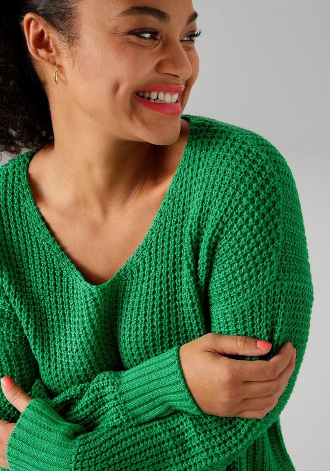 Aniston PLUS Strickpullover im dezenten Ajour-Strickmuster – Bild 3 von 5
