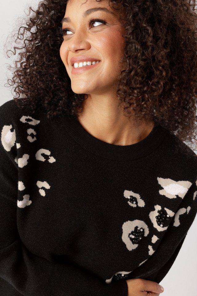 Aniston PLUS Strickpullover mit Animal-Deatils und Perlen – Bild 3 von 5