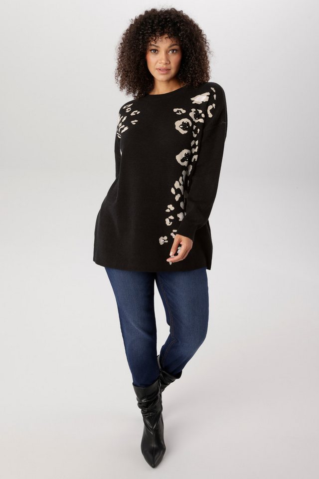 Aniston PLUS Strickpullover mit Animal-Deatils und Perlen – Bild 4 von 5