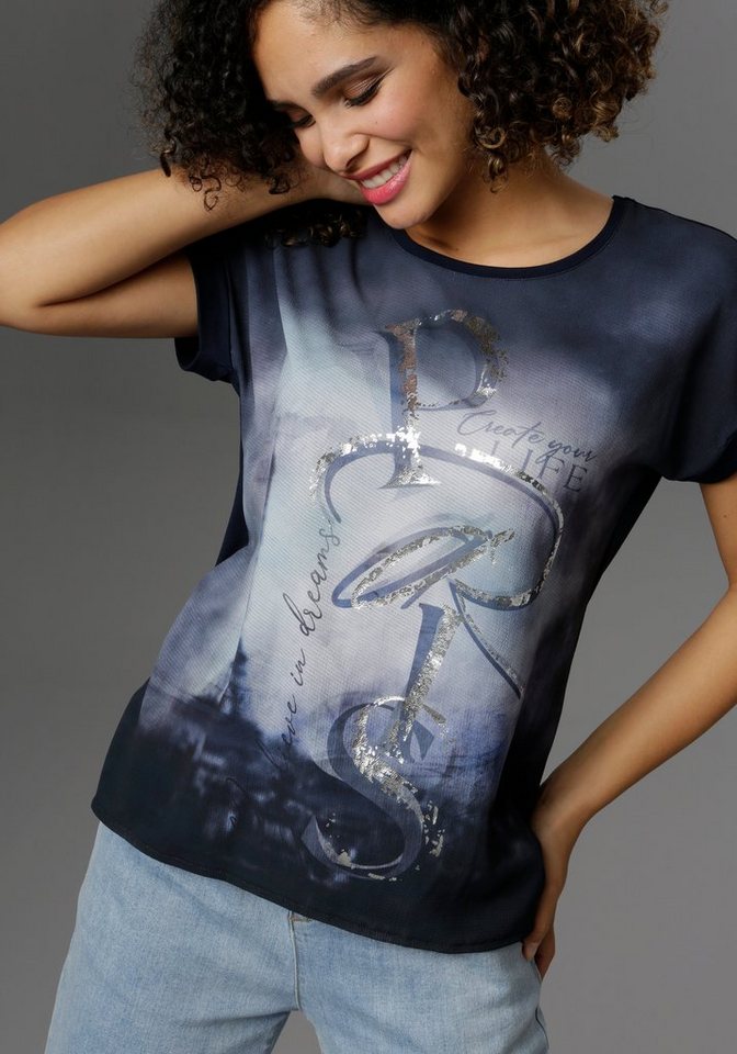 Aniston SELECTED Blusenshirt mit glänzendem Folienprint – Bild 3 von 5