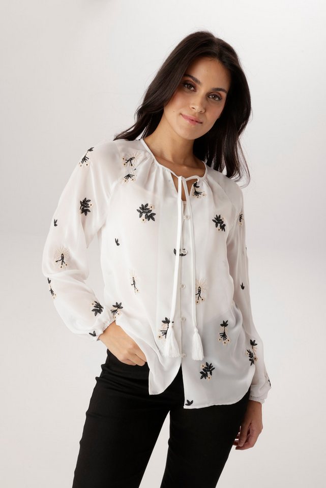 Aniston SELECTED Chiffonbluse mit modischer Blumenstickerei – Bild 2 von 5