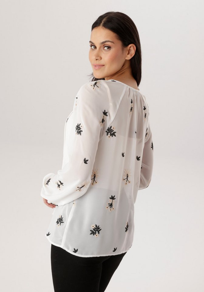 Aniston SELECTED Chiffonbluse mit modischer Blumenstickerei – Bild 3 von 5