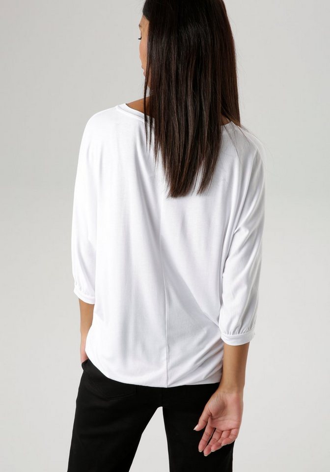 Aniston SELECTED Fledermausshirt mit abstraktem Gesichtsdruck – Bild 3 von 5