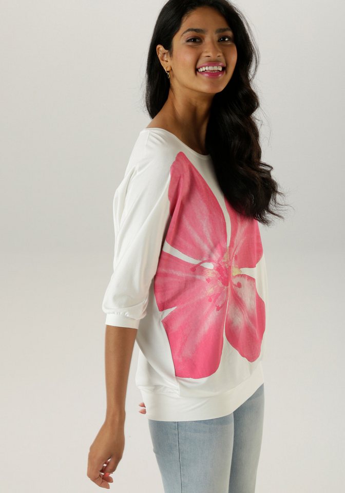Aniston SELECTED Fledermausshirt mit großem Front-Blumendruck – Bild 2 von 5