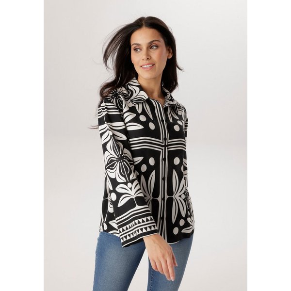 Aniston SELECTED Hemdbluse mit geometrischen Blumen-und Punktemuster