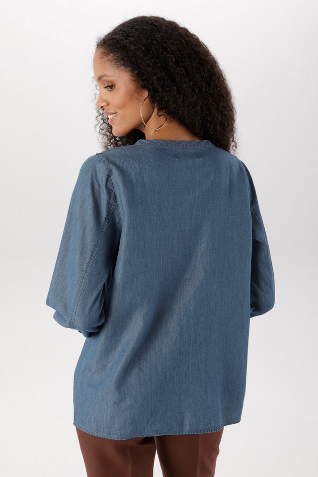 Aniston SELECTED Jeansbluse mit Volants am streckenden V-Ausschnitt - NEUE KOLLEKTION – Bild 2 von 5