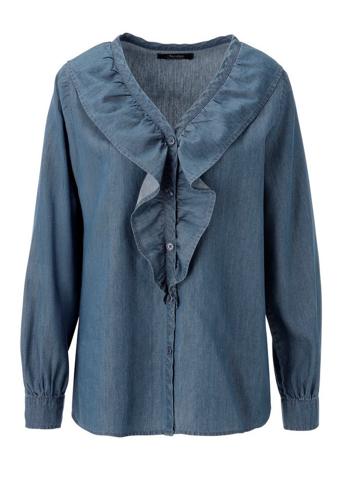 Aniston SELECTED Jeansbluse mit Volants am streckenden V-Ausschnitt - NEUE KOLLEKTION – Bild 5 von 5
