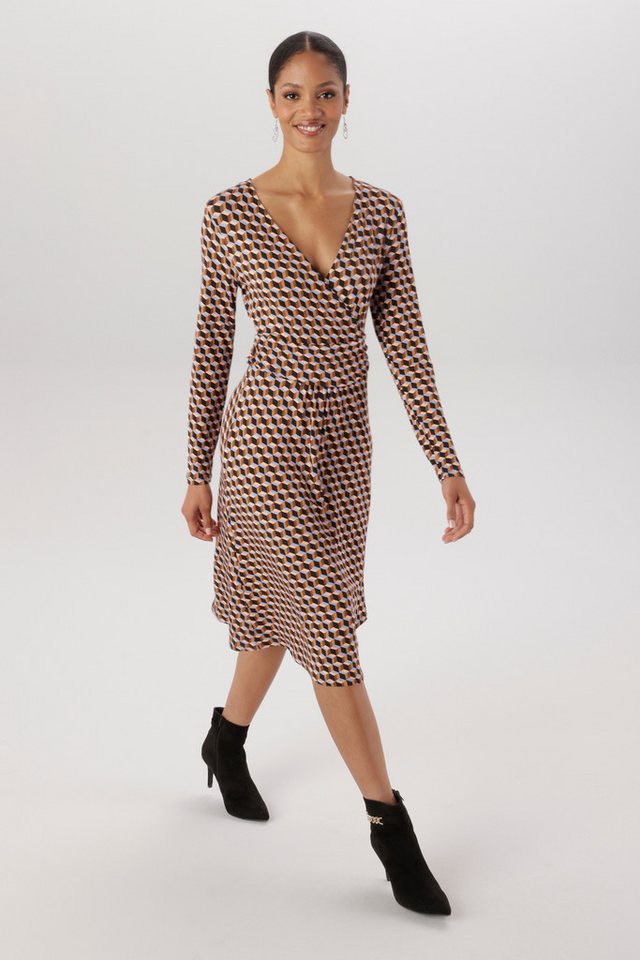 Aniston SELECTED Jerseykleid V-Ausschnitt mit raffinierter Wickeloptik - NEUE KOLLEKTION – Bild 4 von 5