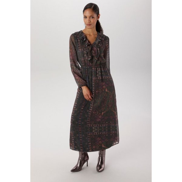 Aniston SELECTED Maxikleid mit verspielten Volants am V-Ausschnitt - NEUE KOLLEKTION
