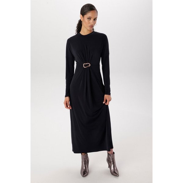 Aniston SELECTED Maxikleid schmeichelnde Raffung mit dekorativer Brosche - NEUE KOLLEKTION