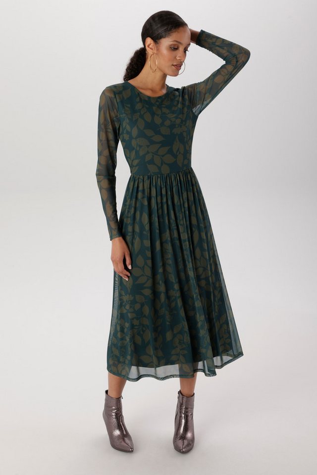 Aniston SELECTED Midikleid mit floraler, fantasievoller Blättermuster – Bild 4 von 5