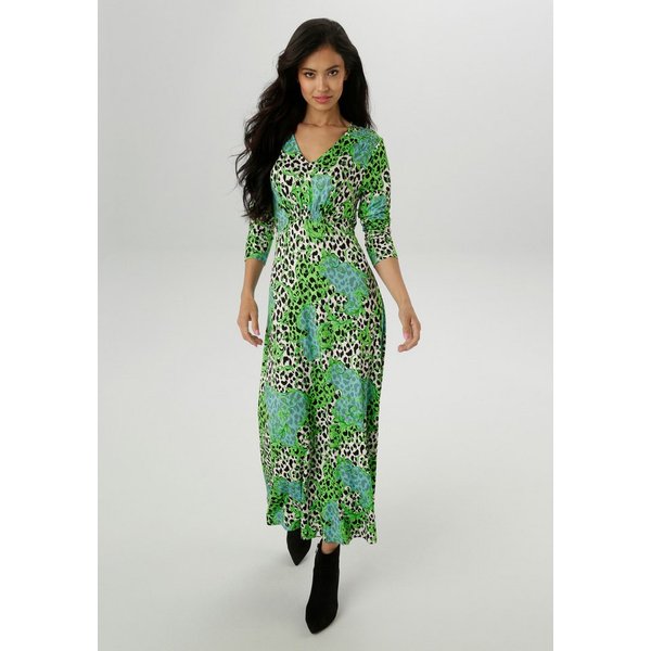 Aniston SELECTED Midikleid mit Smok-Details und fantasievollem Leo-Print