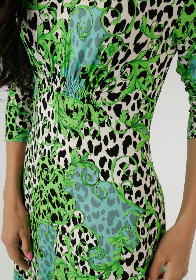 Aniston SELECTED Midikleid mit Smok-Details und fantasievollem Leo-Print – Bild 3 von 5