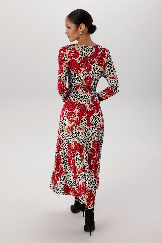 Aniston SELECTED Midikleid mit Smok-Details und fantasievollem Leo-Print – Bild 2 von 5