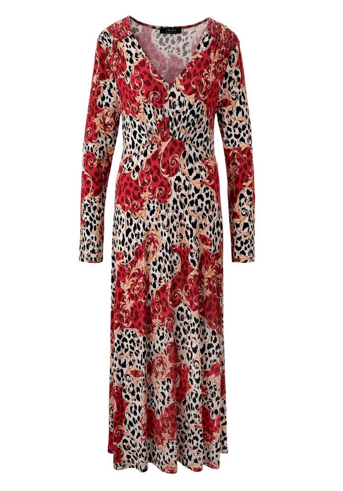 Aniston SELECTED Midikleid mit Smok-Details und fantasievollem Leo-Print – Bild 5 von 5