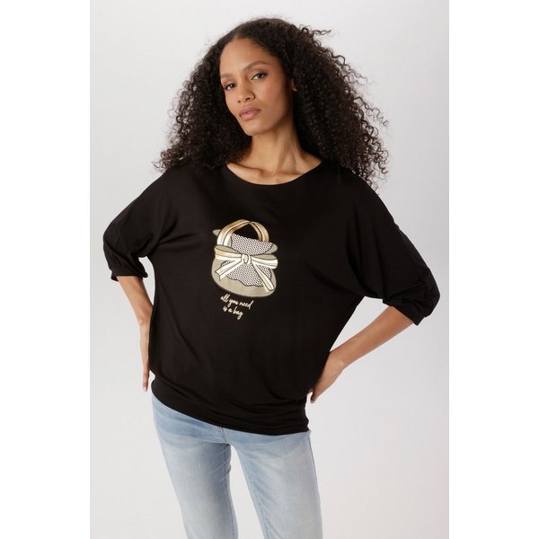 Aniston SELECTED Oversize-Shirt mit dekorativen, goldfarbenen Taschendruck vorne - NEUE KOLLEKTION