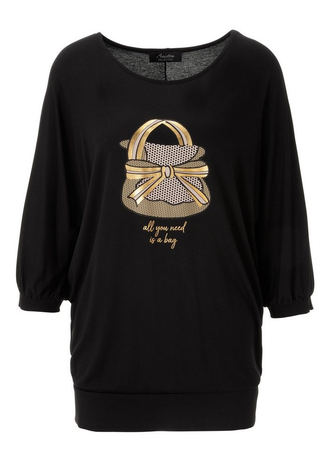 Aniston SELECTED Oversize-Shirt mit dekorativen, goldfarbenen Taschendruck vorne - NEUE KOLLEKTION – Bild 5 von 5