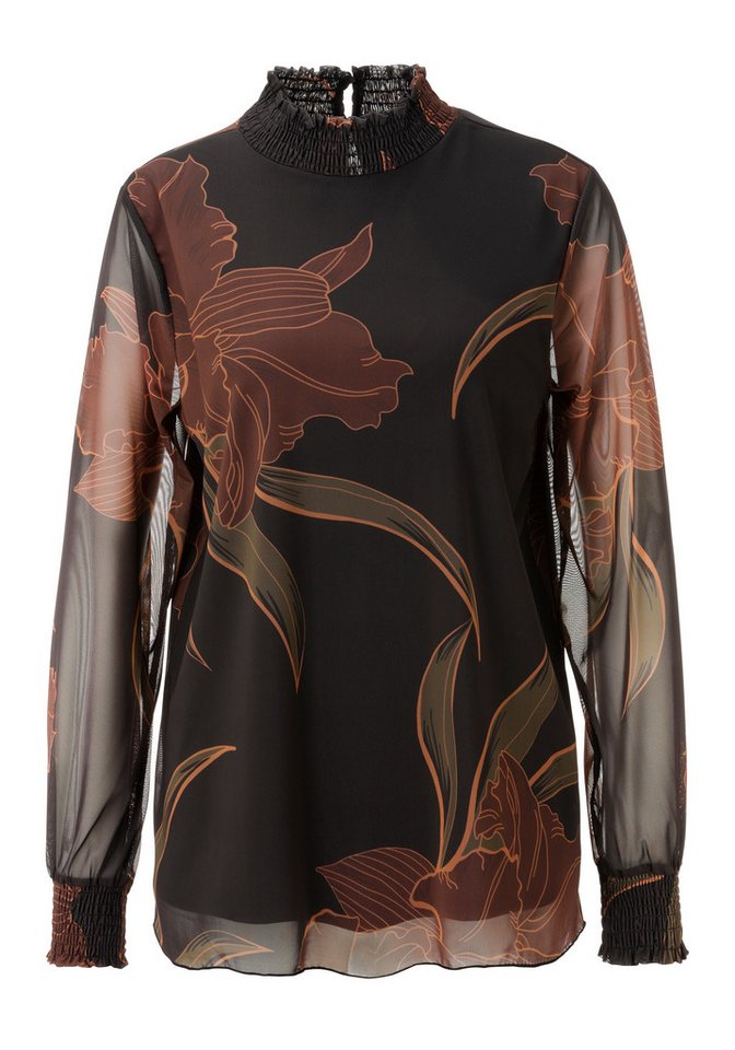 Aniston SELECTED Schlupfbluse Meshware und Body blickdicht unterlegt - NEUE KOLLEKTION – Bild 5 von 5