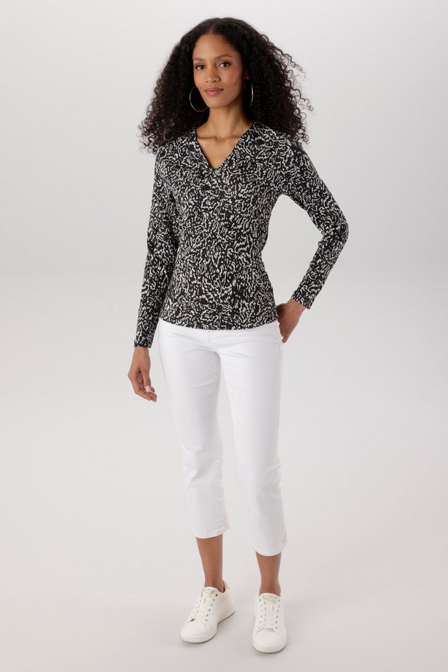 Aniston SELECTED Shirtbluse elastische Shirtware in leichter Crash-Optik - NEUE KOLLEKTION – Bild 4 von 5
